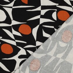 Leinen Viskose Halbkreise - schwarz/orange