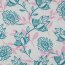 Leinen Viskose Blumen - türkis/rosa