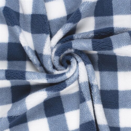 Teddystoff Fleece Kariert - dunkelblau