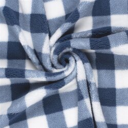 Teddystoff Fleece Kariert - dunkelblau