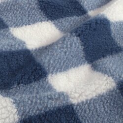 Teddystoff Fleece Kariert - dunkelblau
