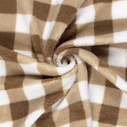 Teddystoff Fleece Kariert - braun