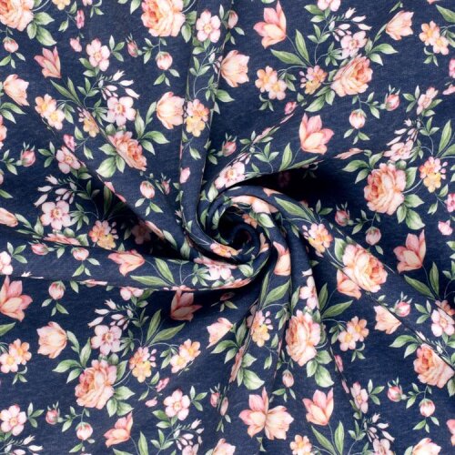 Wintersweat Digital Blumenfeld - dunkelblau