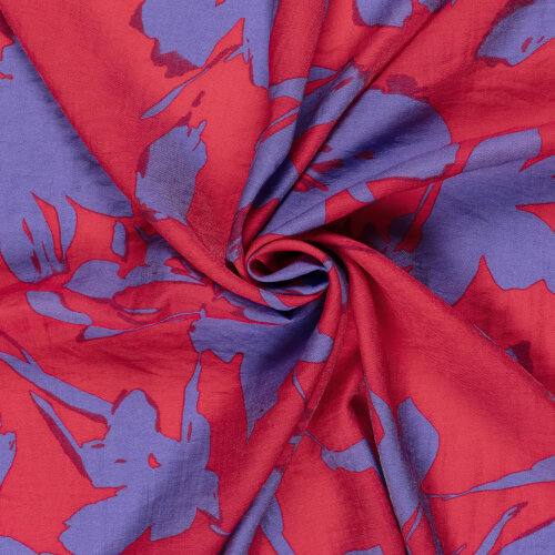Viskose Nylon Mix LIGHT Köper Blumen - himbeerrot