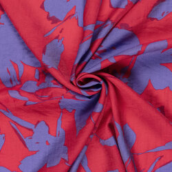 Viskose Nylon Mix LIGHT Köper Blumen - himbeerrot