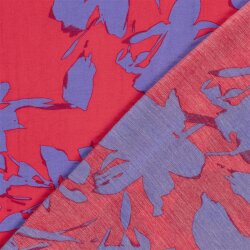 Viskose Nylon Mix LIGHT Köper Blumen - himbeerrot