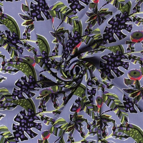 Polyesterstoff Bubble Slub magische Blätter - violett