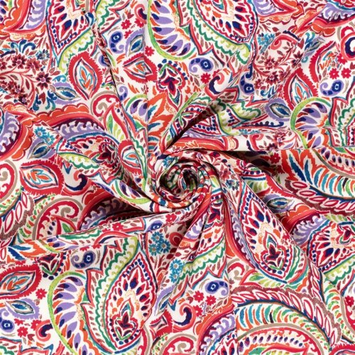 Polyesterjersey Köper Paisley - pink