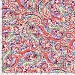 Polyesterjersey Köper Paisley - pink