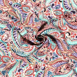 Polyesterjersey Köper Paisley - mint