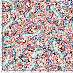 Polyesterjersey Köper Paisley - mint