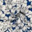 Polyesterjersey Köper weisse Blumen - königsblau