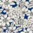 Polyesterjersey Köper weisse Blumen - königsblau