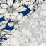 Polyesterjersey Köper weisse Blumen - königsblau