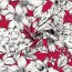 Polyesterjersey Köper weisse Blumen - dunkelpink
