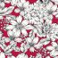Polyesterjersey Köper weisse Blumen - dunkelpink