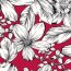Polyesterjersey Köper weisse Blumen - dunkelpink