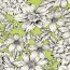 Polyesterjersey Köper weisse Blumen - limette