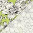 Polyesterjersey Köper weisse Blumen - limette