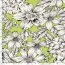 Polyesterjersey Köper weisse Blumen - limette