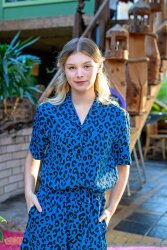 Polyesterjersey Köper Leo - indigo