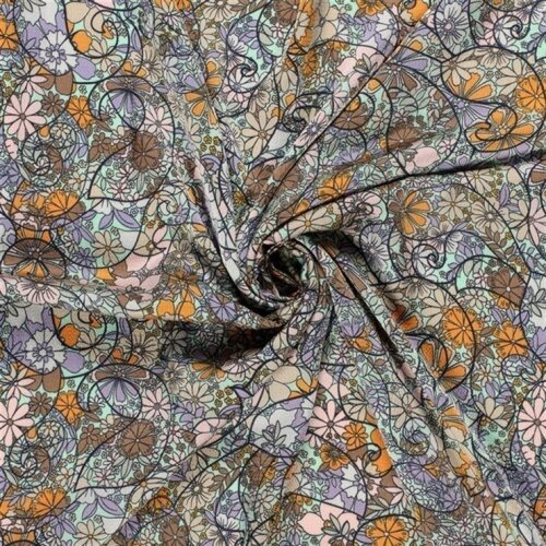 Polyesterstoff Bubble Zauberblumen - mint