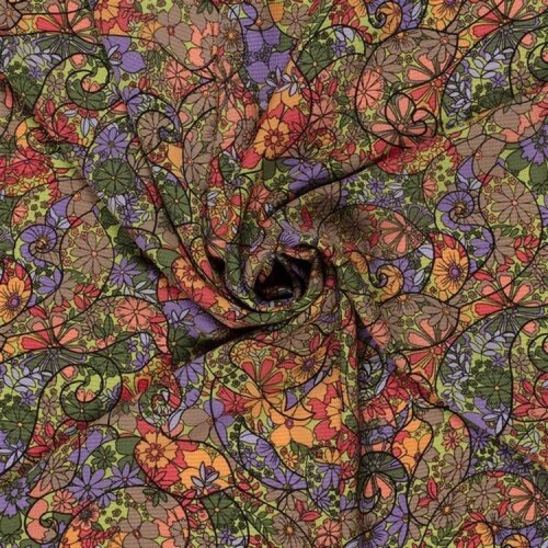 Polyesterstoff Bubble Zauberblumen - kiwi