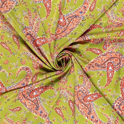 Polyesterstoff Bubble Zauberpaisley - limette