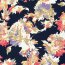 Viskosesatin Blumen - dunkelblau