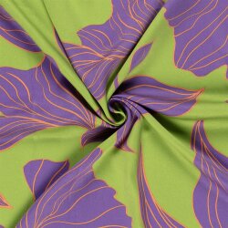 Viskosesatin große Blüten - limette