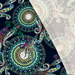Viskosesatin FLORAL  - dunkelblau