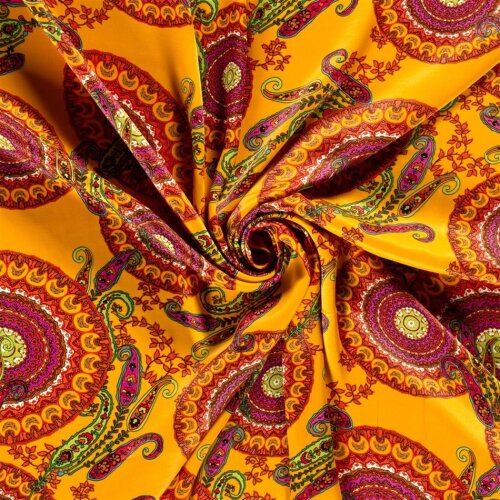 Viskosesatin Paisley Mandala - sonnengelb