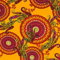 Viskosesatin Paisley Mandala - sonnengelb