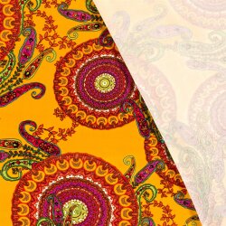 Viskosesatin Paisley Mandala - sonnengelb