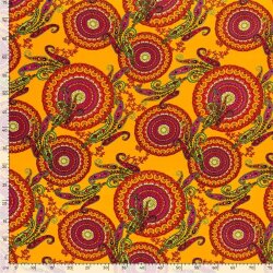 Viskosesatin Paisley Mandala - sonnengelb
