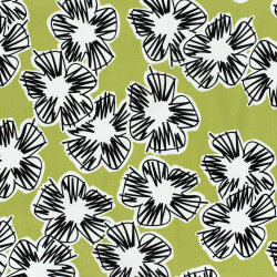 Baumwollsatin Kritzel Blumen - limette