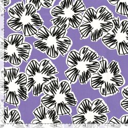 Baumwollsatin Kritzel Blumen - lavendel
