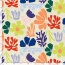 Baumwollsatin Blumen und Korallen - cremebeige