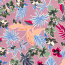 Baumwollsatin Blumen und Blätter - rosa