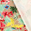 Baumwollsatin Blumen und Blätter - dunkelbeige