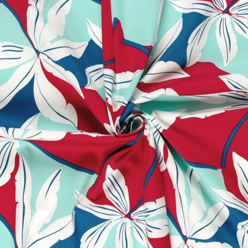 Baumwollsatin XXL Blumen - indigo