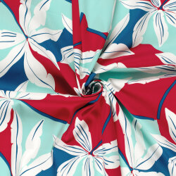 Baumwollsatin XXL Blumen - indigo