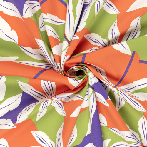 Baumwollsatin XXL Blumen - orange