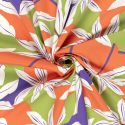 Baumwollsatin XXL Blumen - orange