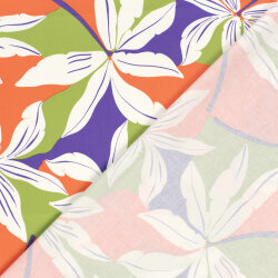 Baumwollsatin XXL Blumen - orange