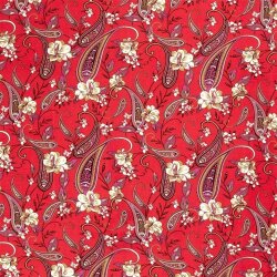 Viskose Twill sand washed Paisley - paprikarot