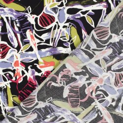 Viskose Popeline abstrakte Kunst - hellviolett