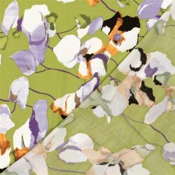 Viskose Crêpe Yoryu Blumenpracht - kiwi