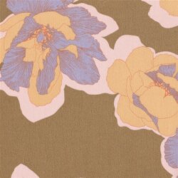 Viskose Crêpe Yoryu Blütenspiel - taupe