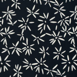 Baumwollpopeline Stretch Blumen - dunkelblau